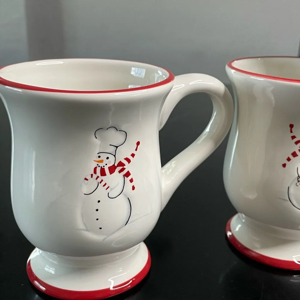 Williams Sonoma Snowman Chef Mugs